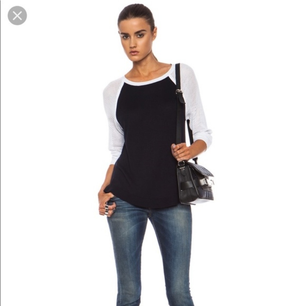 Rag & Bone Lexie Colorblock Mesh Raglan Henley To… - image 2